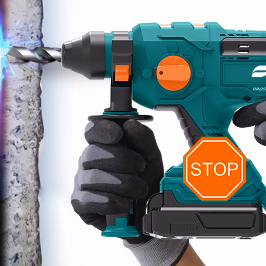 Power Action 20V Taladro de Martillo rotativo inalámbrico eléctrico sin escobillas Brocas SDS